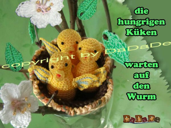 Frühlingsdekoration 6 Blaumeise, Frühling-Dekoration (H317) und Kuscheltier Vogel Blanka (A107)