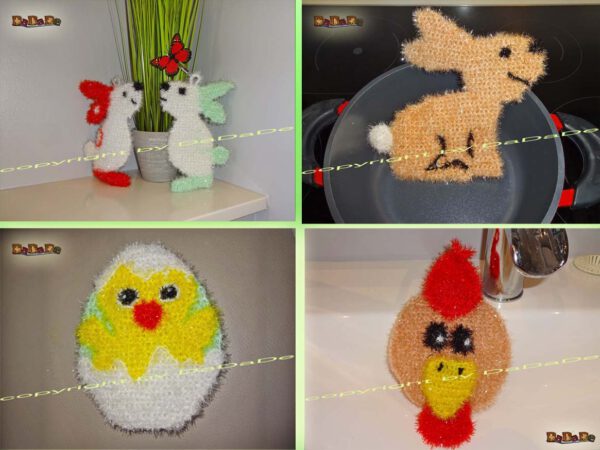 xSchwamm Ostern 2 Schwämme, Oster-Tiere Schwamm Hase, Huhn & Küken im Ei (S205)