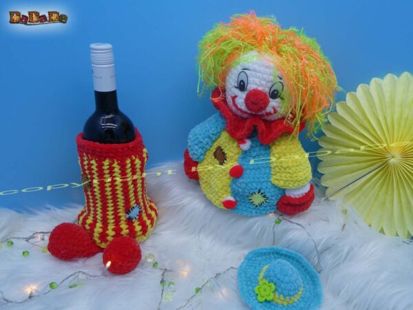 xH310 Flaschenhülle Clown 1 Flaschen-Verpackung, Flaschenhülle Clown (H310)