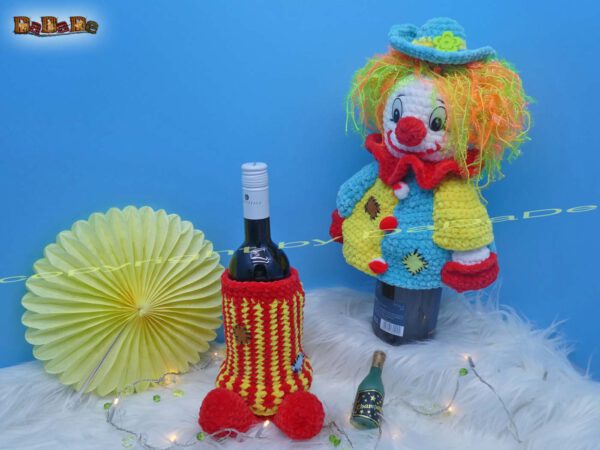 xH310 Flaschenhülle Clown 2 Flaschen-Verpackung, Flaschenhülle Clown (H310)