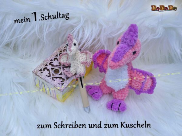 xStifte Flugsaurier Chenille 3 Stift mit Dino, der Flugsaurier, der Kugelschreiber mit Deko (H722)