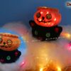 Flaschen-Verpackung und Halloween-Deko, mit Katze, Kürbis & Sensenmann (H452)