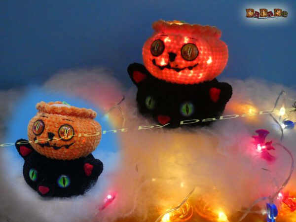 Katze & Sensenmann lampe 2 Flaschen-Verpackung und Halloween-Deko, mit Katze, Kürbis & Sensenmann (H452)