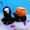 Flaschen-Verpackung und Halloween-Deko, mit Katze, Kürbis & Sensenmann (H452)