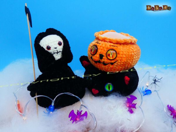 Katze & Sensenmann lampe 4 Flaschen-Verpackung und Halloween-Deko, mit Katze, Kürbis & Sensenmann (H452)