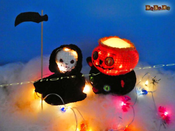 Katze & Sensenmann lampe 6 Flaschen-Verpackung und Halloween-Deko, mit Katze, Kürbis & Sensenmann (H452)