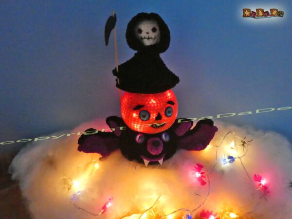 xFledermaus & Sensenmann4 Flaschen-Verpackung und Halloween-Deko, mit Katze, Kürbis & Sensenmann (H452)