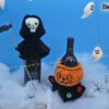 Flaschen-Verpackung und Halloween-Deko, mit Katze, Kürbis & Sensenmann (H452)