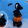 Flaschen-Verpackung und Halloween-Deko, mit Katze, Kürbis & Sensenmann (H452)