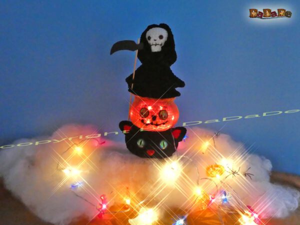 xKatze & Sensenmann7 Flaschen-Verpackung und Halloween-Deko, mit Katze, Kürbis & Sensenmann (H452)