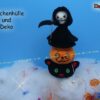 Flaschen-Verpackung und Halloween-Deko, mit Katze, Kürbis & Sensenmann (H452)