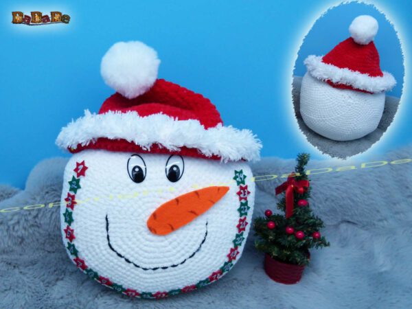xH163 Kissen Schneemann 6 Kissen Schneemann mit Adventskalender (H163)