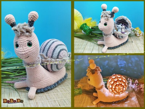 xH351 Schnecke Loisa 30 Schleimspuren-Schnecki Loisa mit Hase Hopsy (H351)