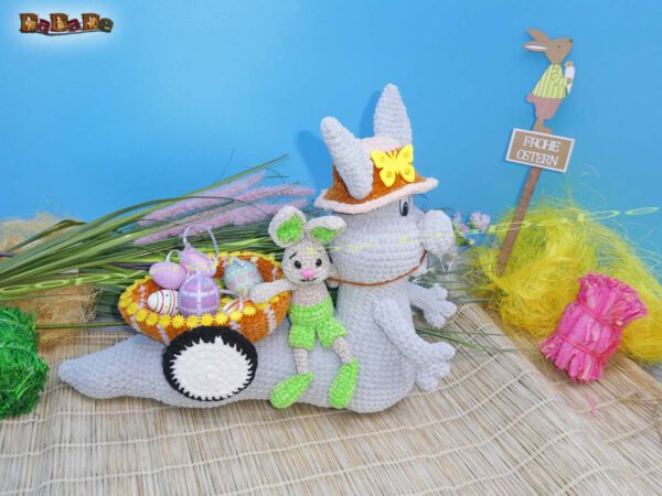 xWurm Ostern grau 13Ei Wurm Wuppi mit Hase Flopsy (H350)