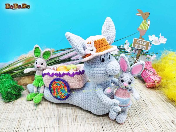 xWurm Ostern grau 2 Wurm Wuppi mit Hase Flopsy (H350)