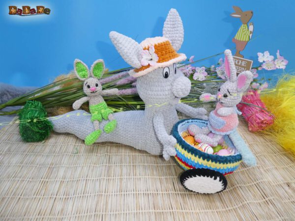 xWurm Ostern grau 22Kugel Wurm Wuppi mit Hase Flopsy (H350)