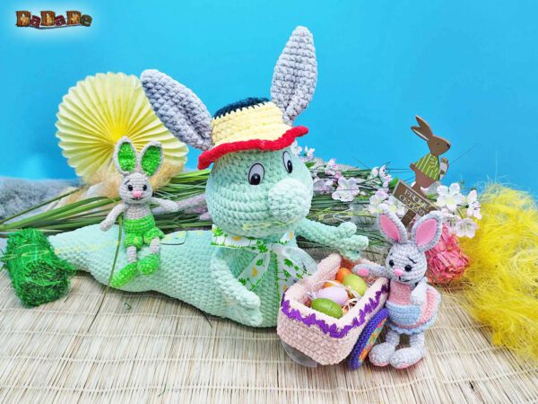 xWurm Ostern türkis 1 Wurm Wuppi mit Hase Flopsy (H350)