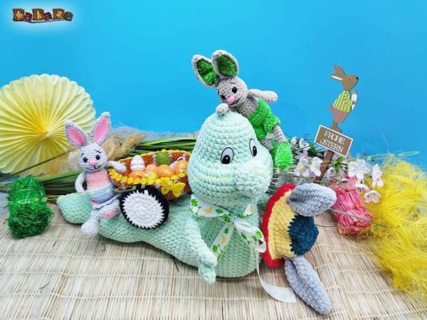 xWurm Ostern türkis 11Ei Wurm Wuppi mit Hase Flopsy (H350)