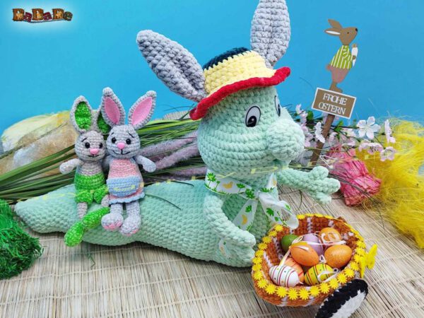 xWurm Ostern türkis 14Ei Wurm Wuppi mit Hase Flopsy (H350)