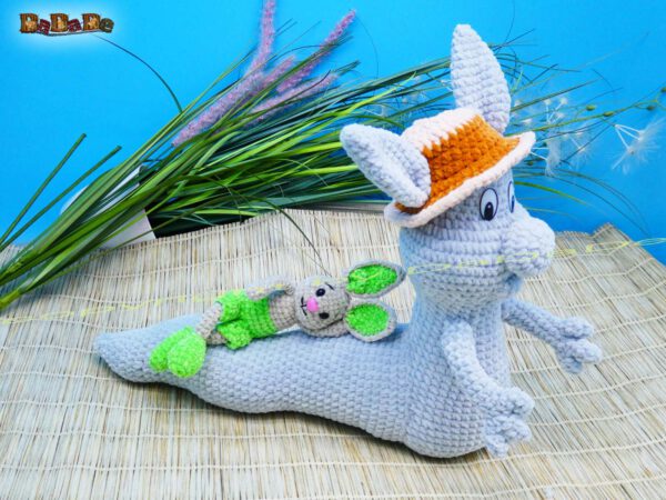 xWurm Wuppi grau+Hase 15 Wurm Wuppi mit Hase Flopsy (H350)