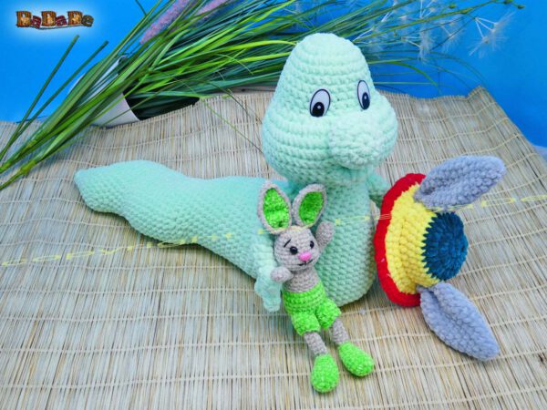 xWurm Wuppi türkis+Hase 12 Wurm Wuppi mit Hase Flopsy (H350)