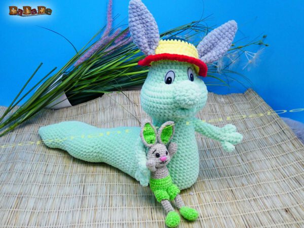 xWurm Wuppi türkis+Hase 13 Wurm Wuppi mit Hase Flopsy (H350)
