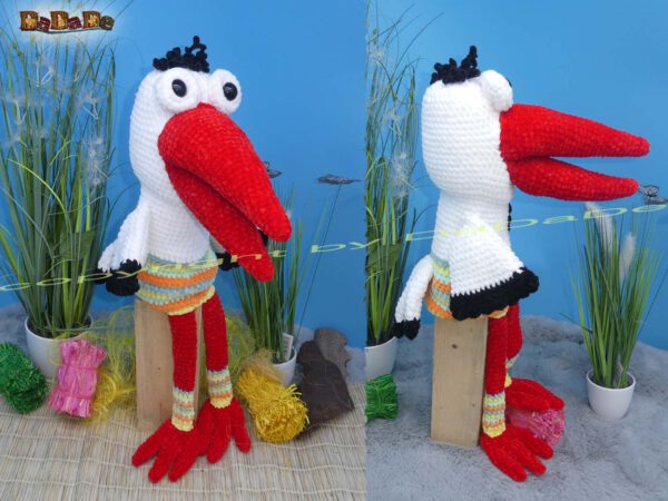 xMaulpuppe Storch 1 Storch Plapper-Gerdi, die Hand-Maul-Puppe (B355)