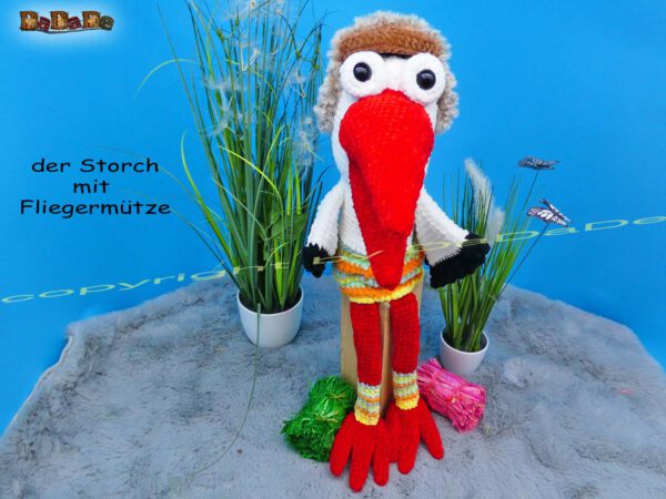 xMaulpuppe Storch 12 Storch Plapper-Gerdi, die Hand-Maul-Puppe (B355)