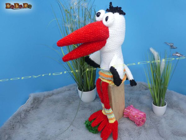 xMaulpuppe Storch 4 Storch Plapper-Gerdi, die Hand-Maul-Puppe (B355)
